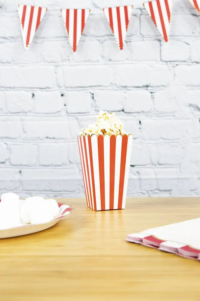 RED AND WHITE POPCORN BOXES X 8 Tim&Puce Factory