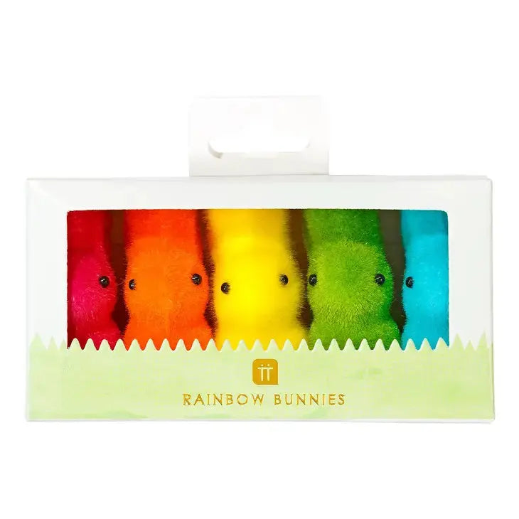 Rainbow Easter Bunny Rabbit Decorations - 5 Pack Talking Tables