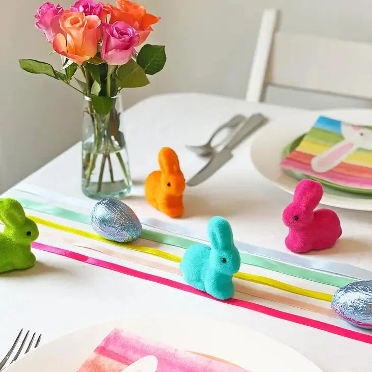 Rainbow Easter Bunny Rabbit Decorations - 5 Pack Talking Tables