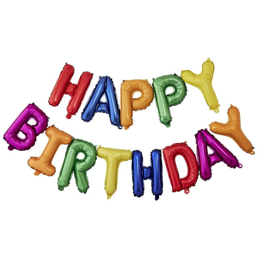 Rainbow Happy Birthday Bunting Balloons Ginger Ray