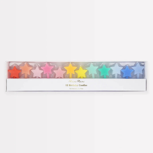 Rainbow Star Candles (x 12) Meri Meri
