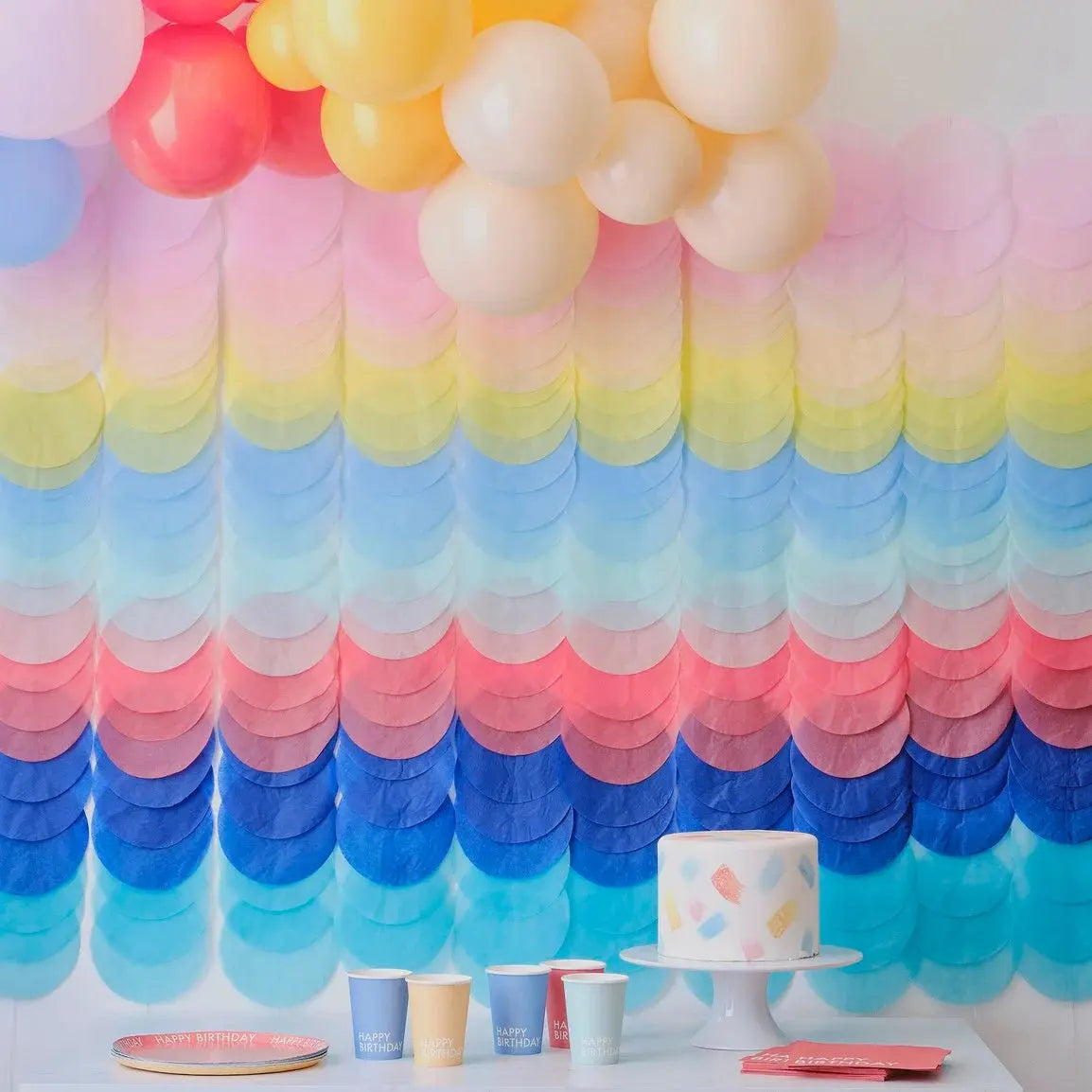 Rainbow Tissue Paper Disc Party Backdrop Ginger Ray