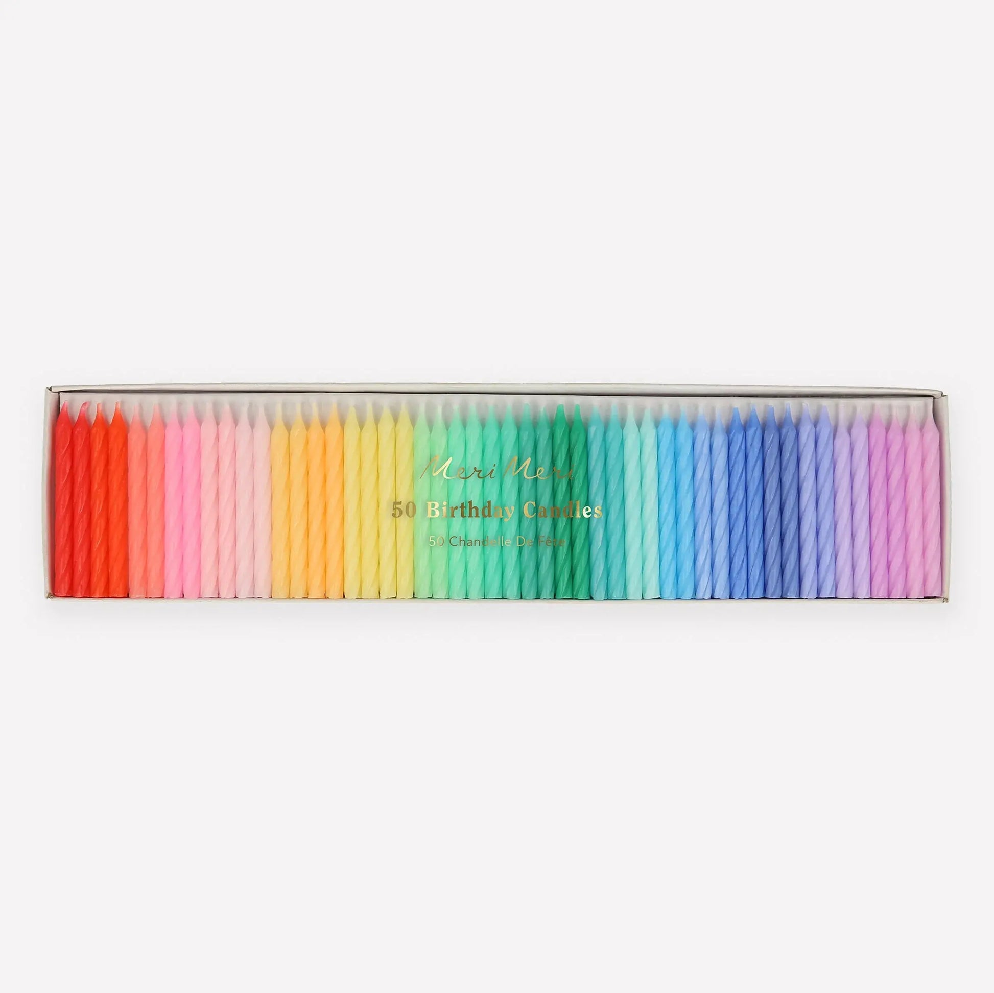 Rainbow Twisted Mini Candles (x 50) Meri Meri