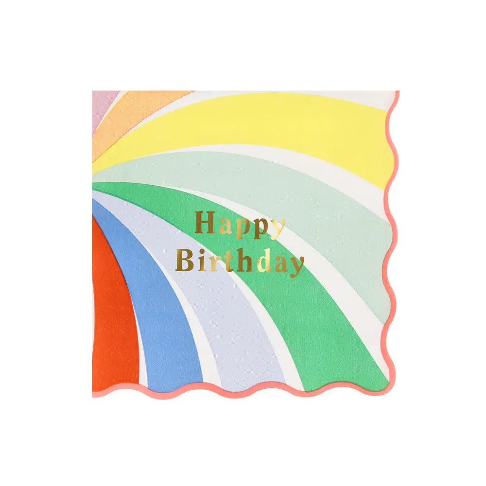 Rainbow swirl happy birthday large napkins Meri Meri