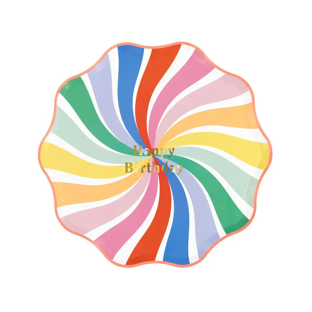 Rainbow swirl happy birthday side plates Meri Meri
