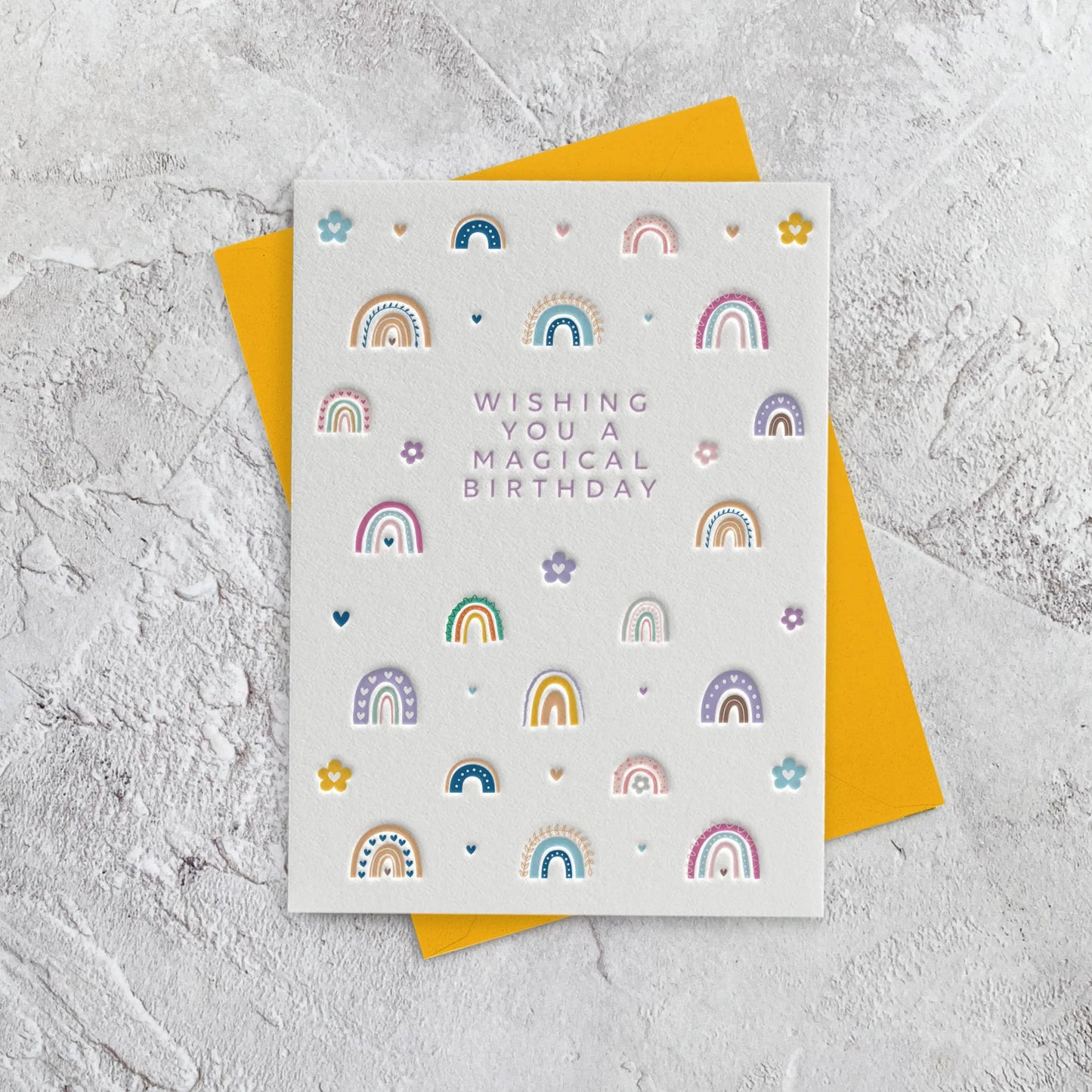 Rainbows Birthday Letterpress Style Card Heyyy Ltd