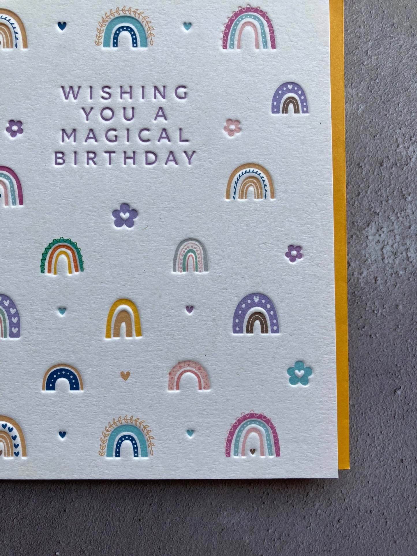 Rainbows Birthday Letterpress Style Card Heyyy Ltd
