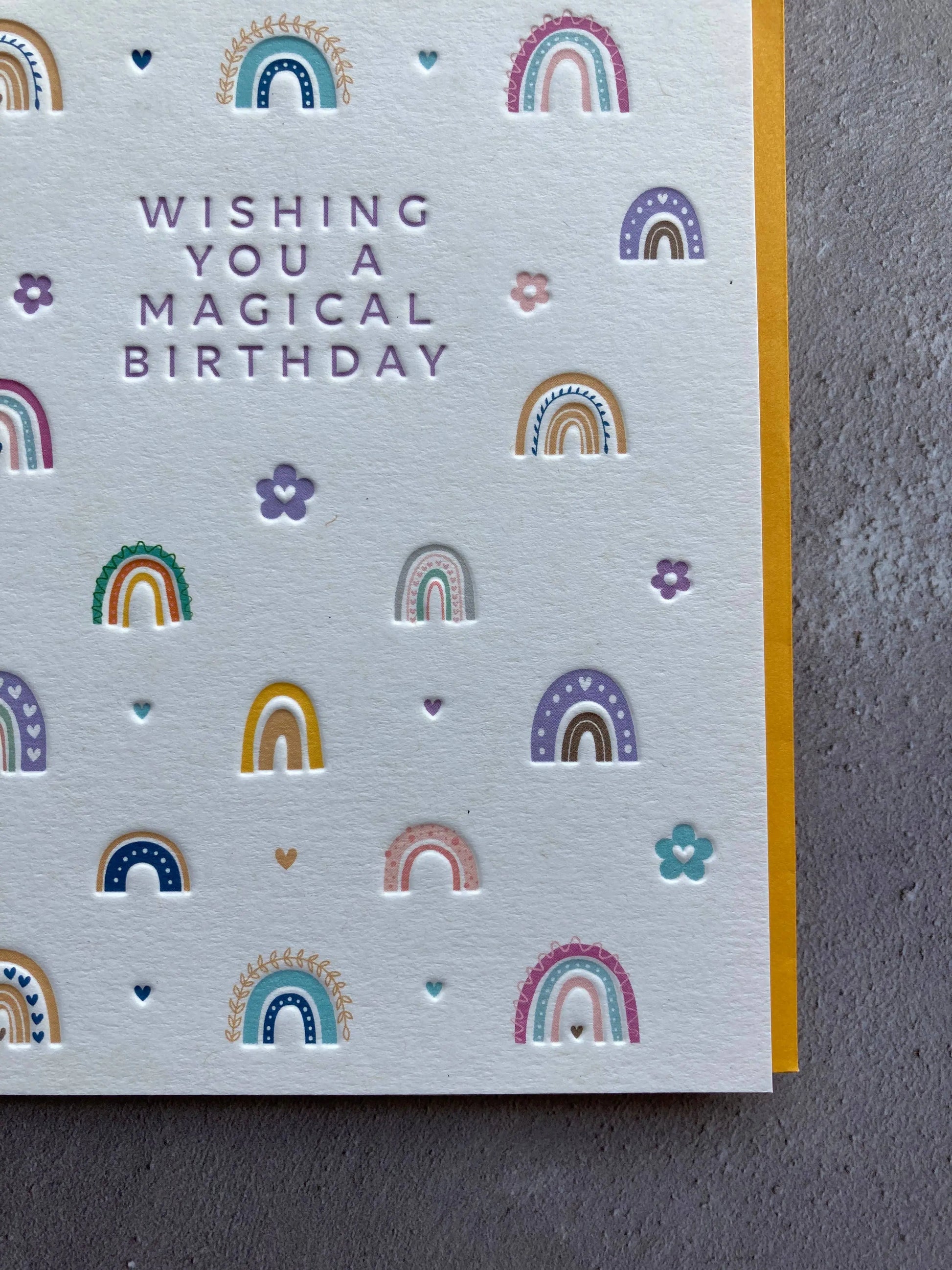Rainbows Birthday Letterpress Style Card Heyyy Ltd