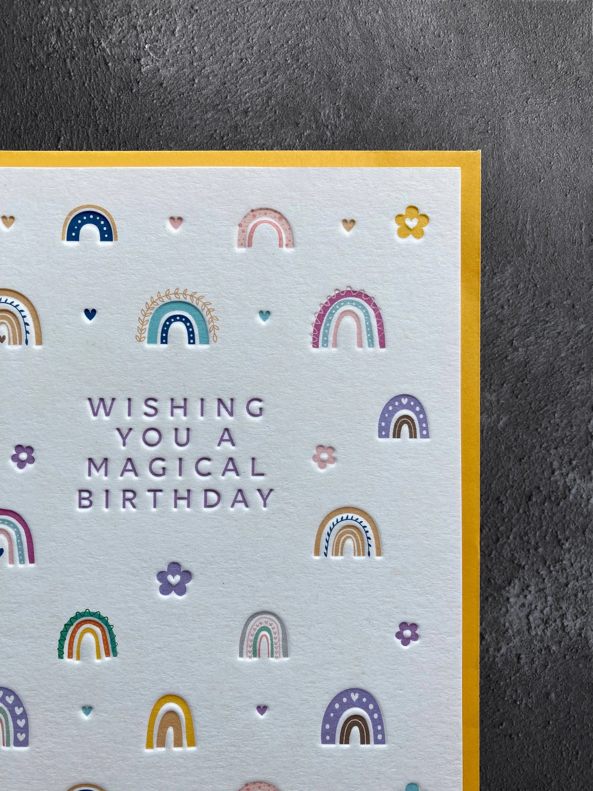 Rainbows Birthday Letterpress Style Card Heyyy Ltd