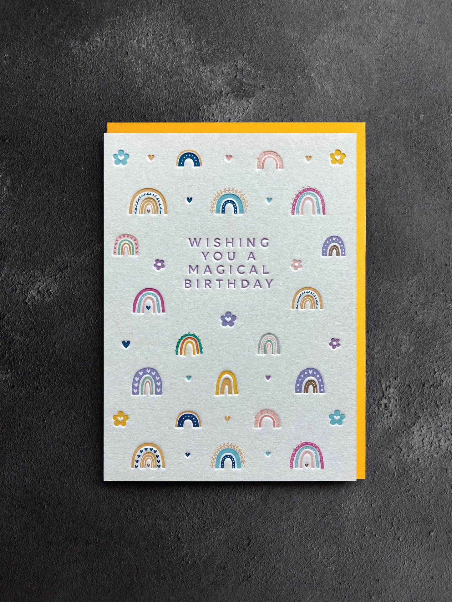 Rainbows Birthday Letterpress Style Card Heyyy Ltd
