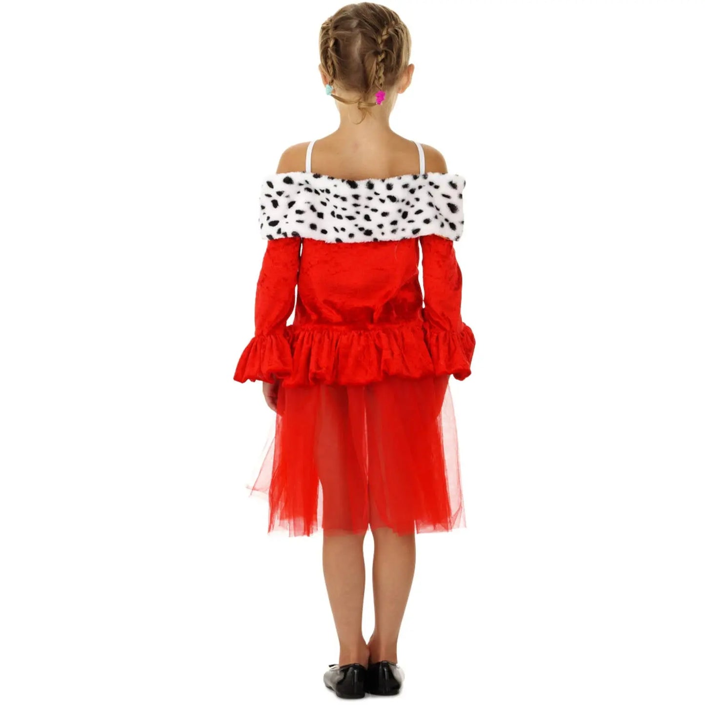 Red Queen Dress with Fur Collar for Girls - Size S 98-116 Folarwear