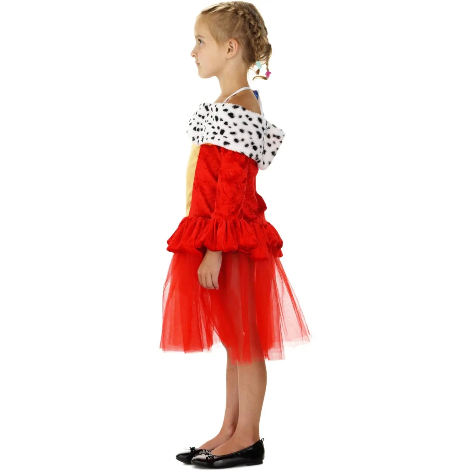 Red Queen Dress with Fur Collar for Girls - Size S 98-116 Folarwear