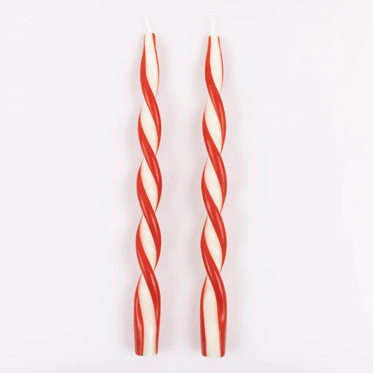 Red Stripe Twist Candles (x 2) Meri Meri