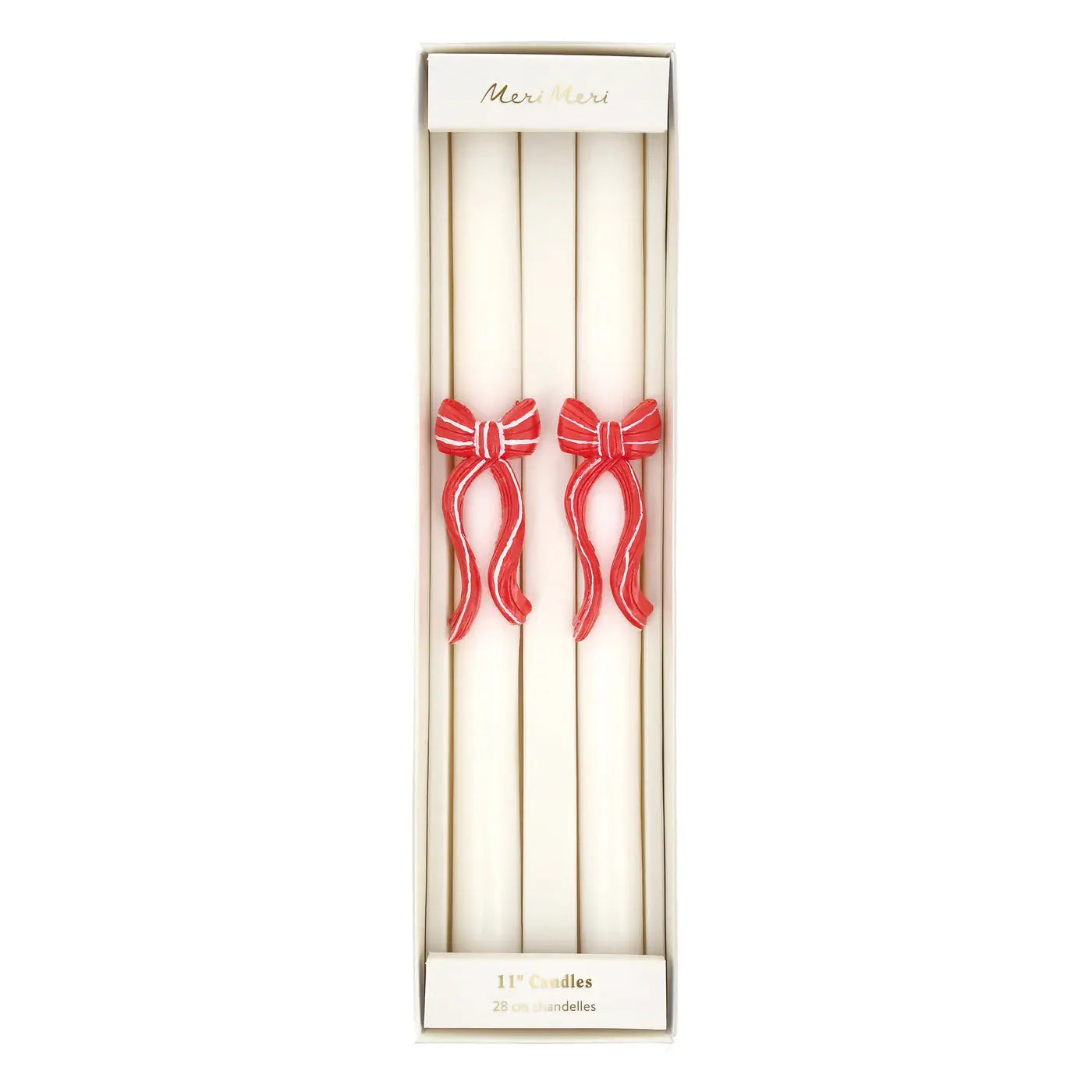 Red Stripy Bow Table Candles (x 2) Meri Meri