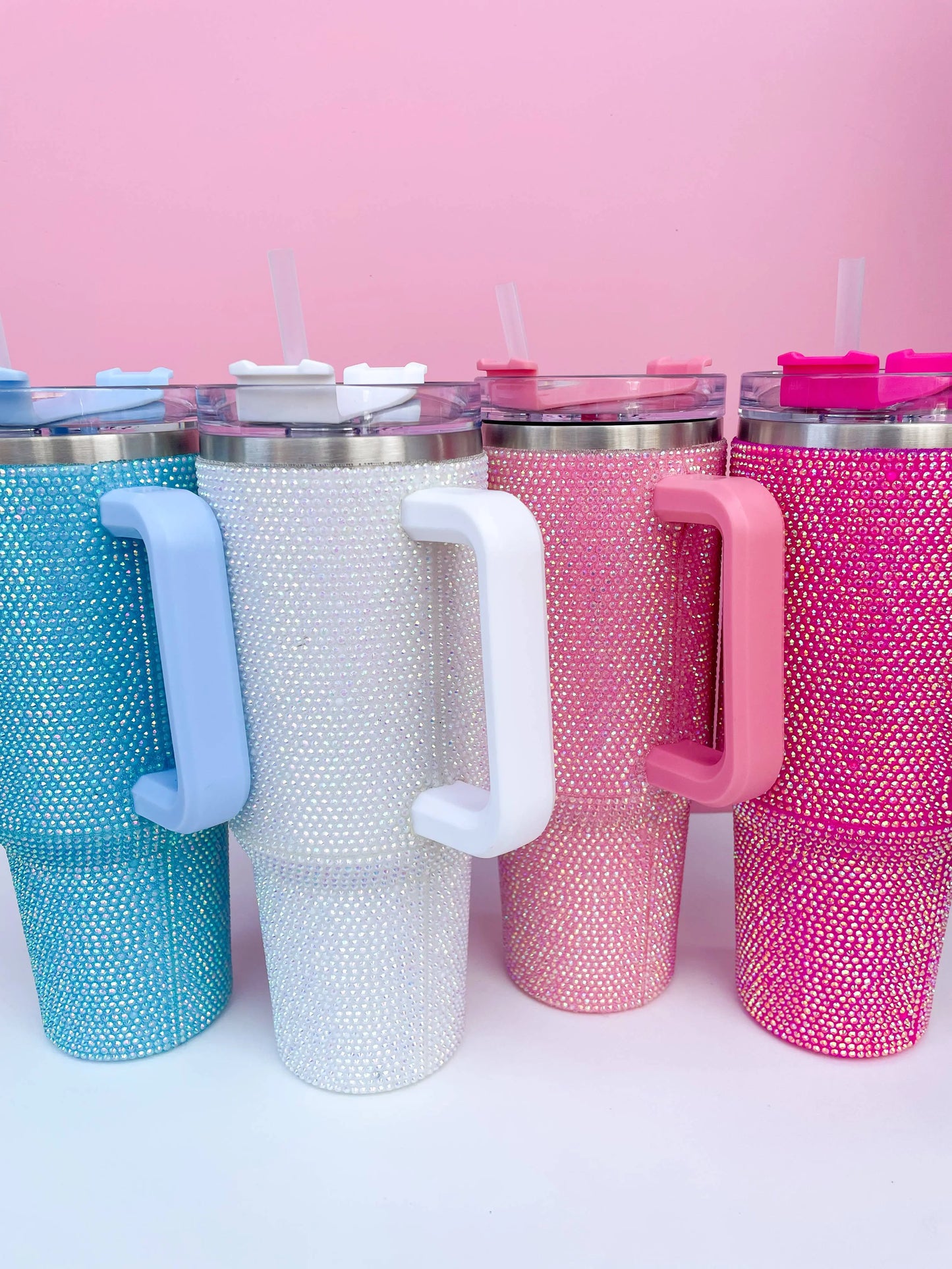 Rhinestone 40oz Stainless Tumbler: White Rock Paper Scissors
