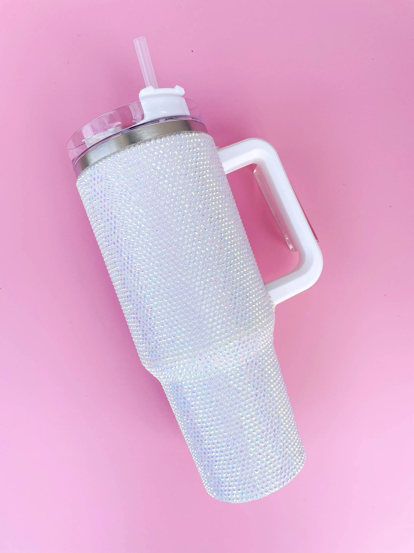 Rhinestone 40oz Stainless Tumbler: White Rock Paper Scissors
