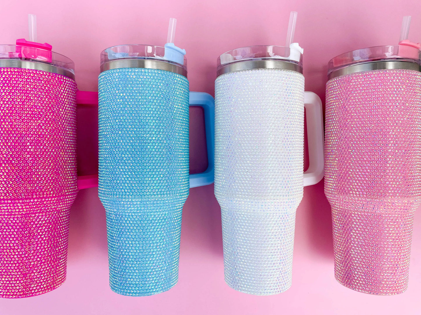 Rhinestone 40oz Stainless Tumbler: White Rock Paper Scissors