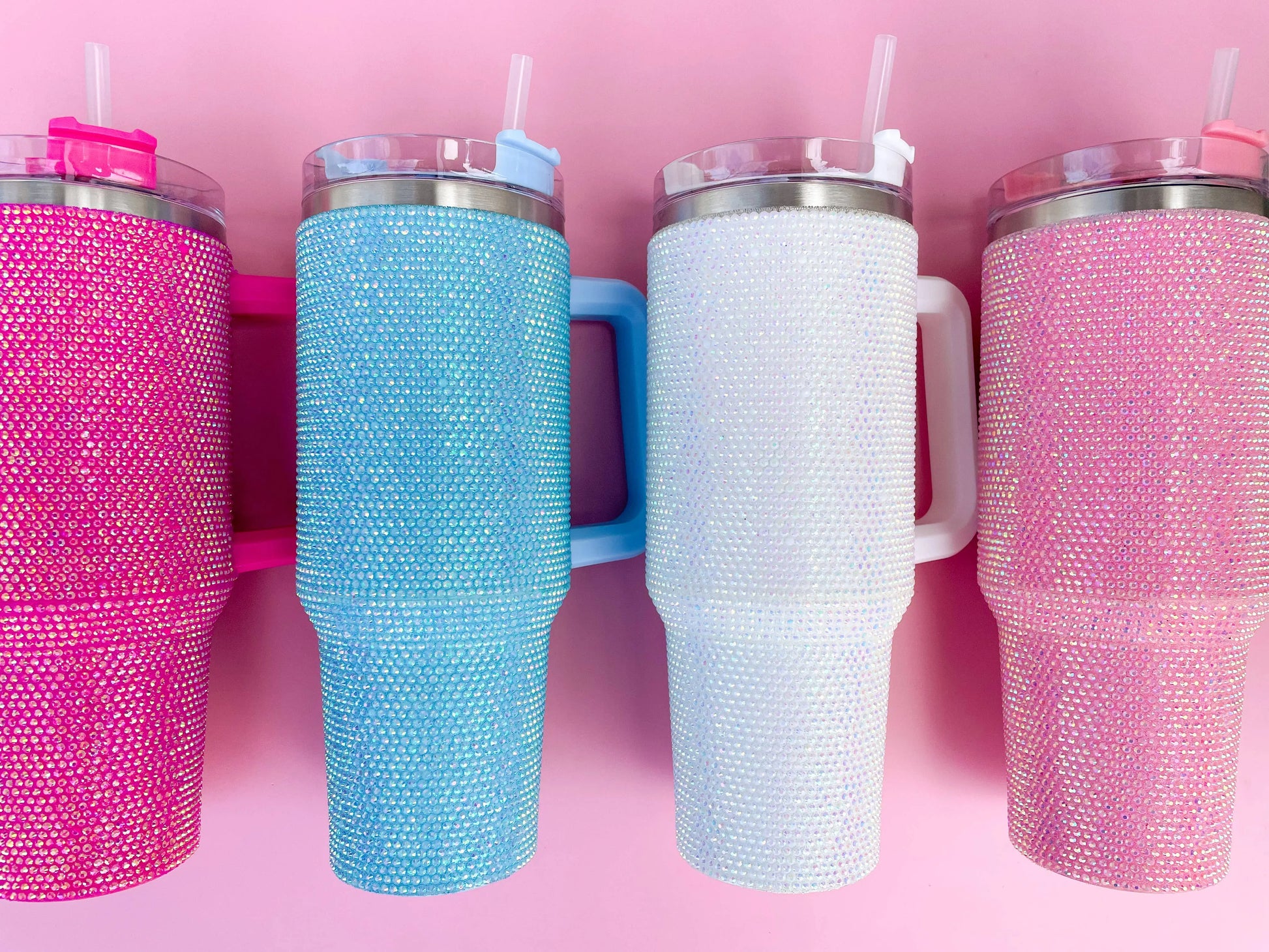 Rhinestone 40oz Stainless Tumbler: White Rock Paper Scissors