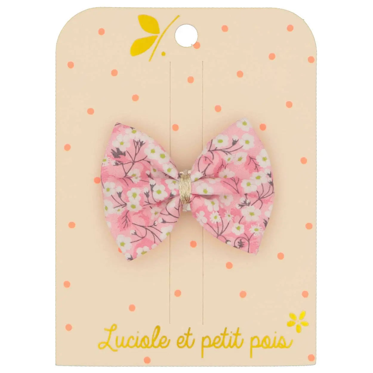 Ribbon bow hair clip - Liberty Mitsi orchid Luciole et Petit Pois