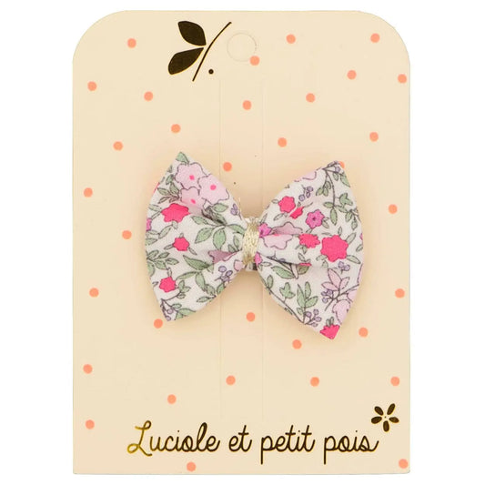 Ribbon bow hair clip - Neon pink Luciole et Petit Pois