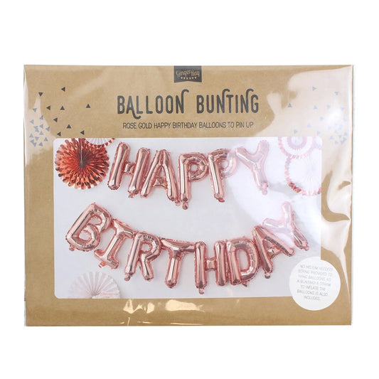 Rose Gold Happy Birthday Bunting Balloon GingerRay