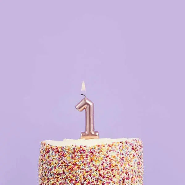 Rose Gold Number '1' Candle Hootyballoo by Club Green