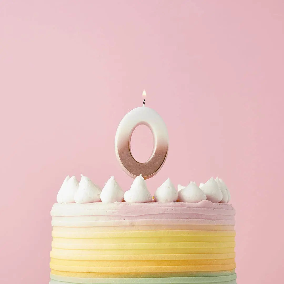 Rose Gold Ombre Number 0 Wax Candle Hootyballoo by Club Green
