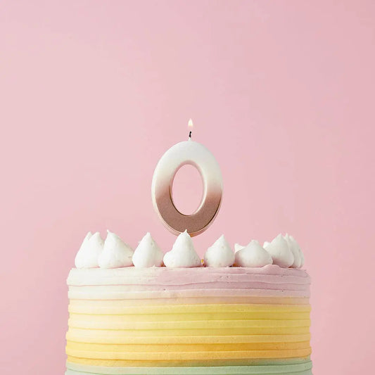 Rose Gold Ombre Number 0 Wax Candle Hootyballoo by Club Green