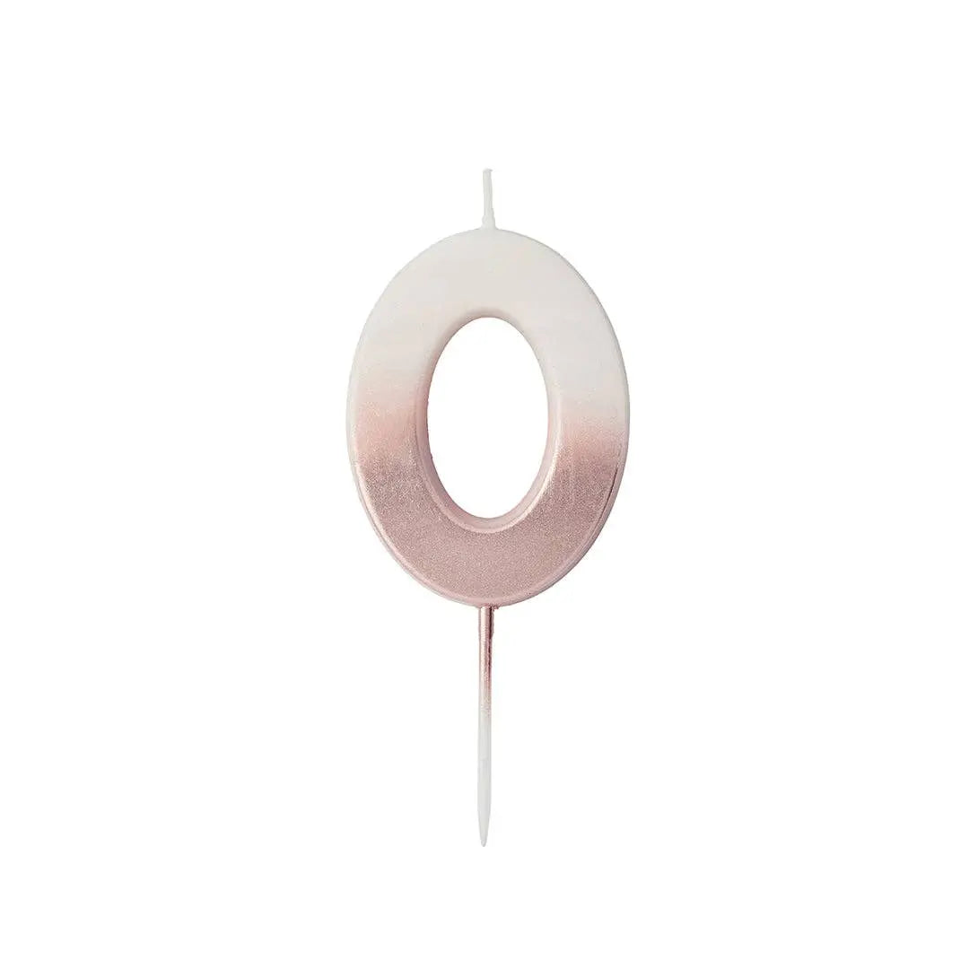 Rose Gold Ombre Number 0 Wax Candle Hootyballoo by Club Green