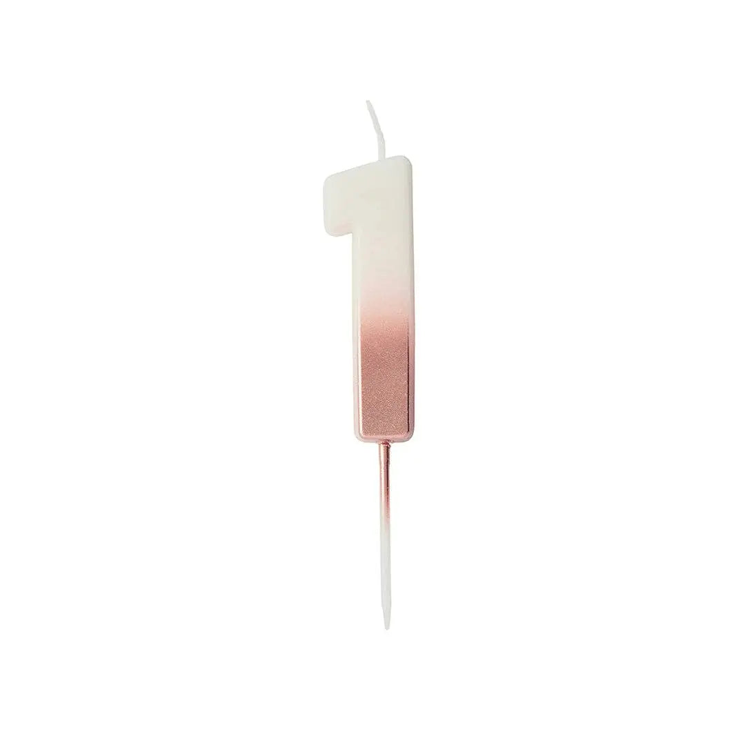 Rose Gold Ombre Number 1 Wax Candle Hootyballoo by Club Green