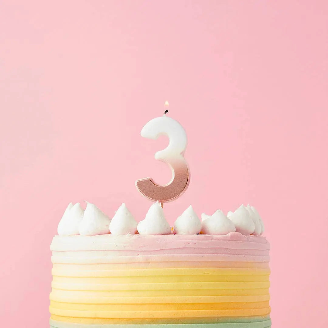 Rose Gold Ombre Number 3 Wax Candle Hootyballoo by Club Green