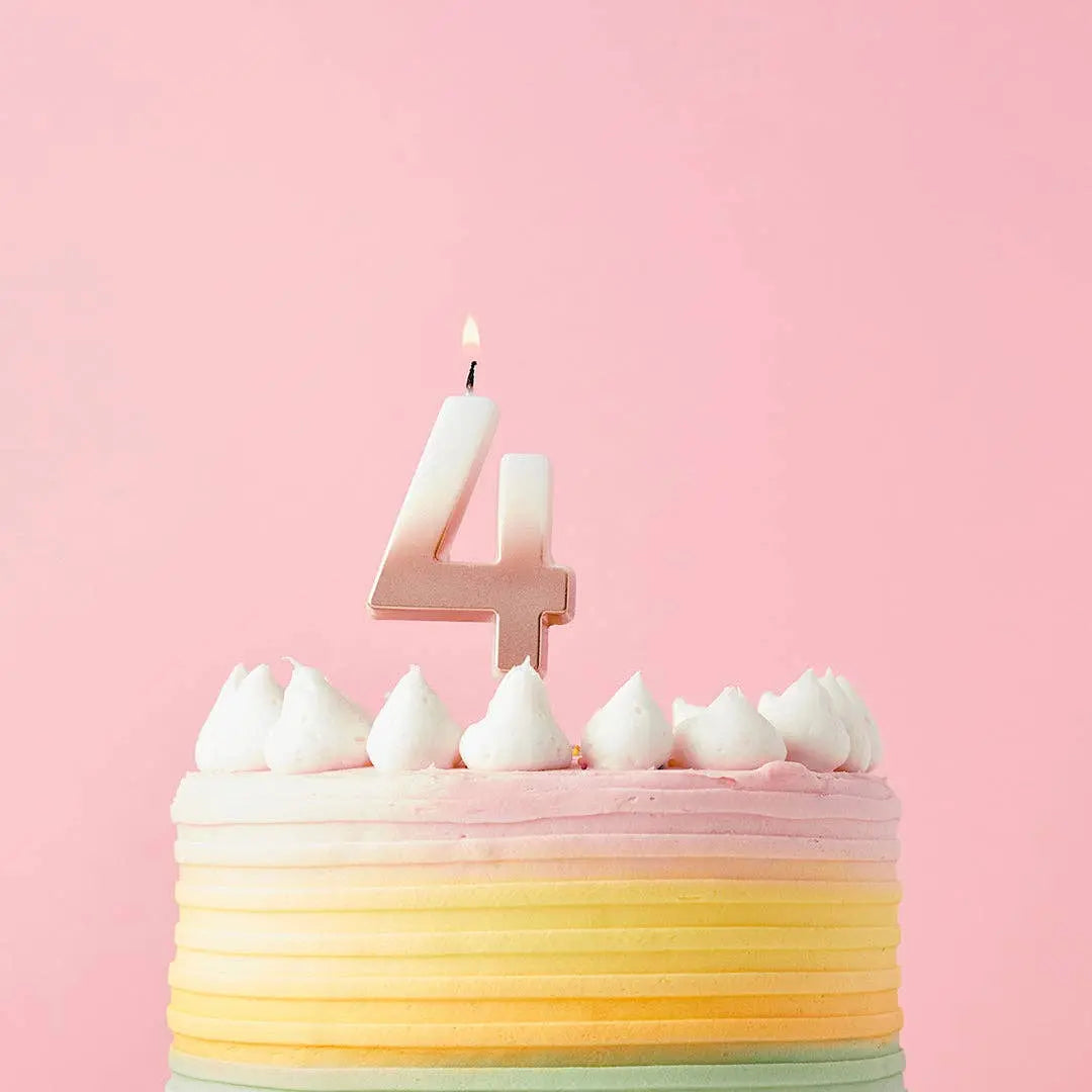 Rose Gold Ombre Number 4 Wax Candle Hootyballoo by Club Green