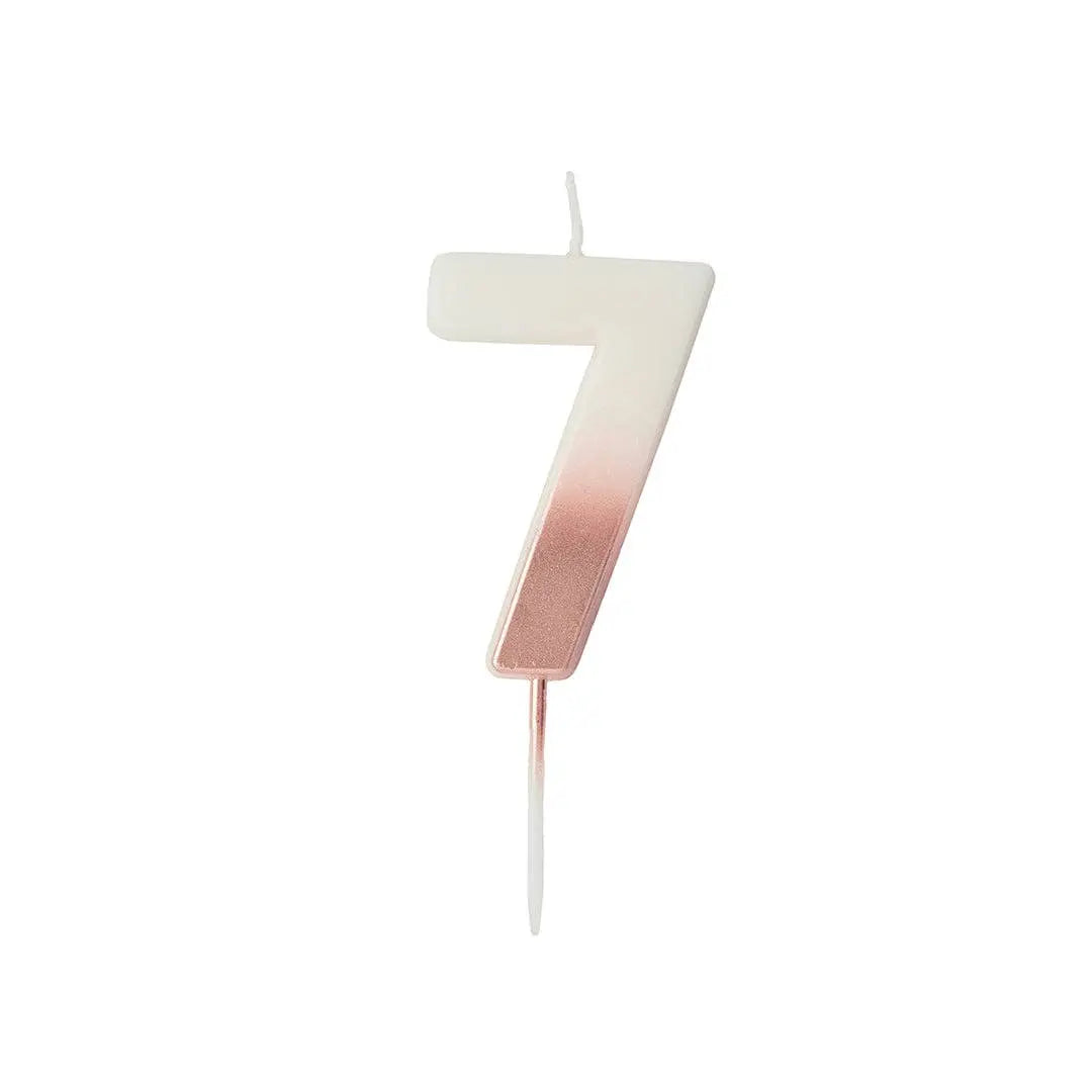 Rose Gold Ombre Number 7 Wax Candle Hootyballoo by Club Green