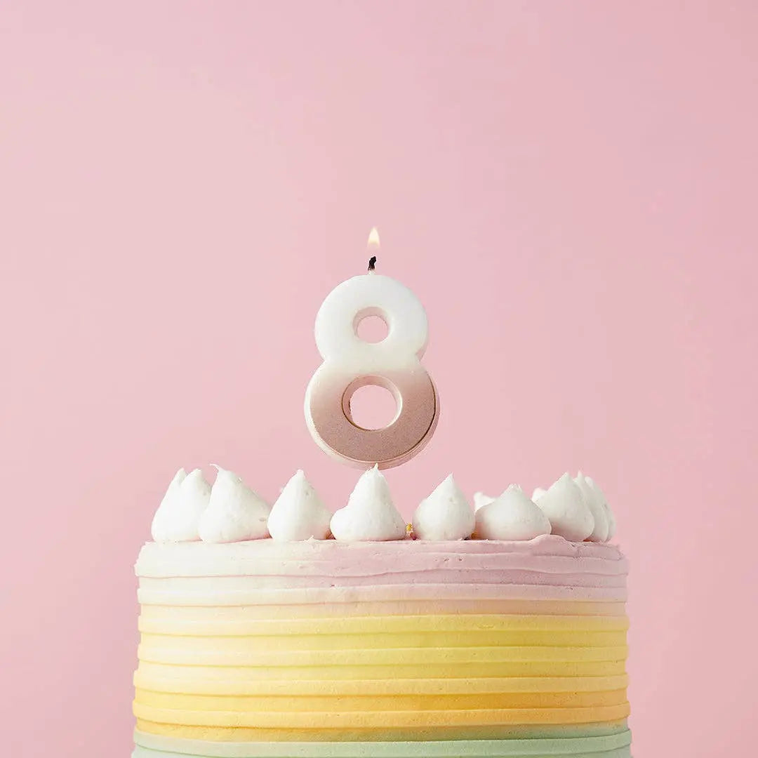 Rose Gold Ombre Number 8 Wax Candle Hootyballoo by Club Green
