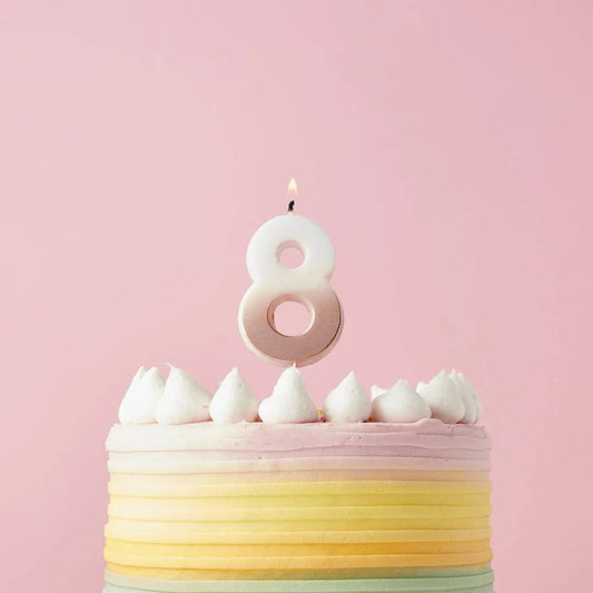Rose Gold Ombre Number 8 Wax Candle Hootyballoo by Club Green