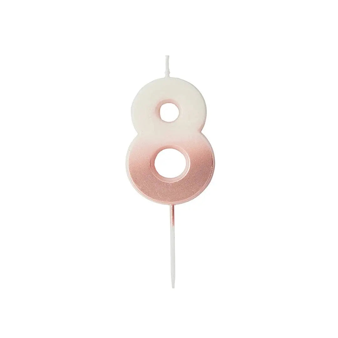Rose Gold Ombre Number 8 Wax Candle Hootyballoo by Club Green