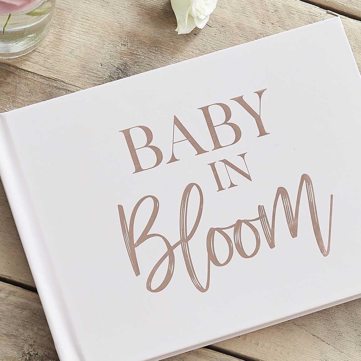 Rose gold and powder-colored baby shower guestbook Ginger Ray