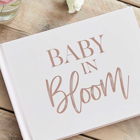 Rose gold and powder-colored baby shower guestbook Ginger Ray