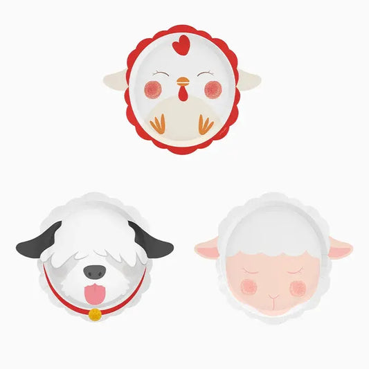 Round flat cardboard plate Ø22.5 cm farm Oh yeah!