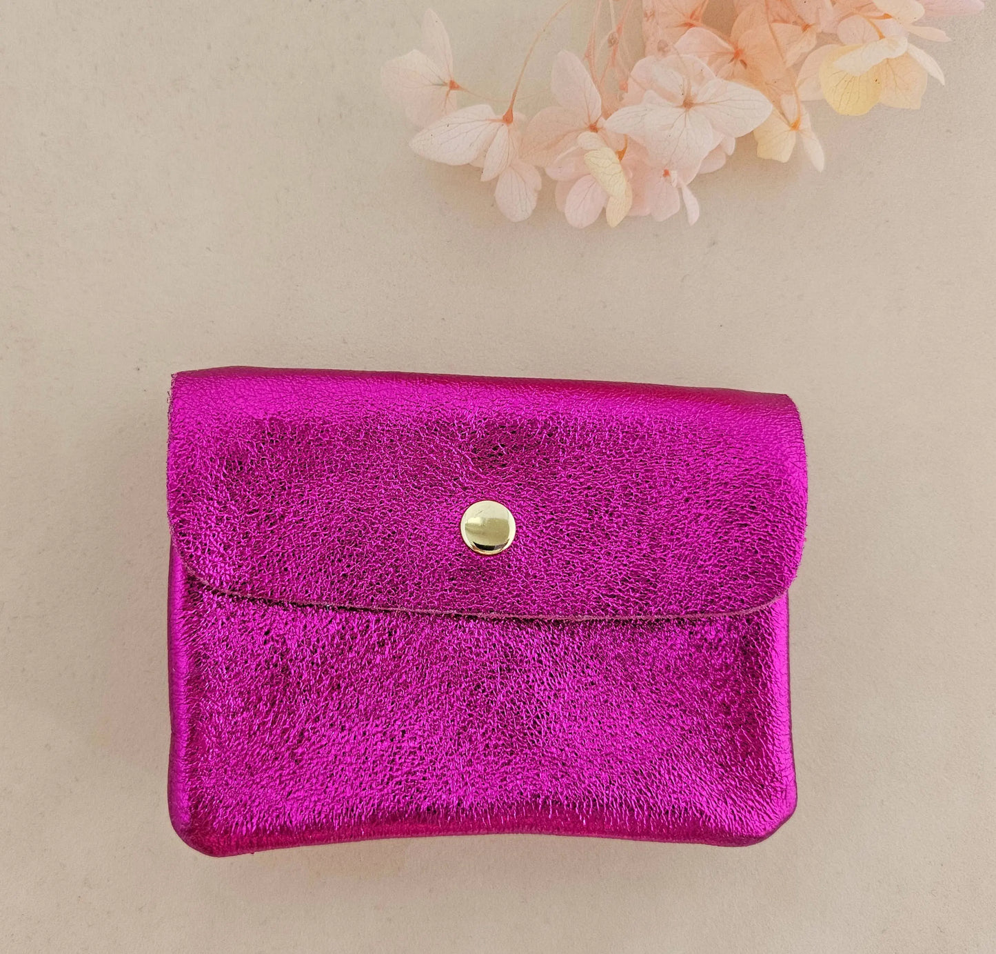 Royal marais - Metallic leather Kangoo wallet: Fuchsia Royal marais