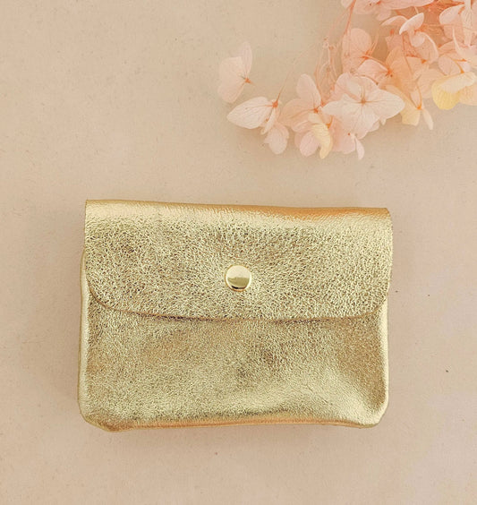 Royal marais - Metallic leather Kangoo wallet: Golden Royal marais