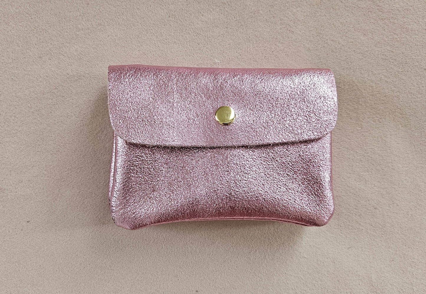 Royal marais - Metallic leather Kangoo wallet: Pink Royal marais