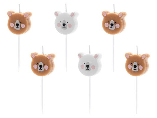 Birthday candles Bear, mix, 3cm: 1pkt/6pc. (SCS-11)