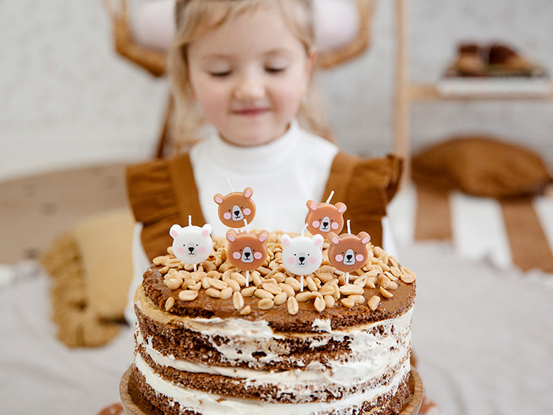 Birthday candles Bear, mix, 3cm: 1pkt/6pc. (SCS-11)