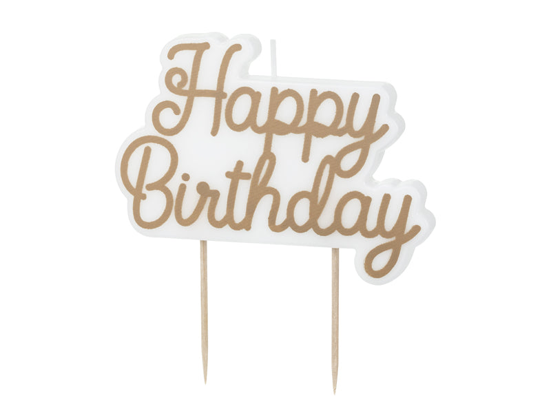 Birthday candle ''Happy Birthday'', cold gold, 7.5x10 cm (SCS-28-019)