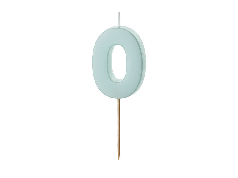Birthday candle Numeral 0, light blue, size 5.5 cm (SCU10-0-001J)