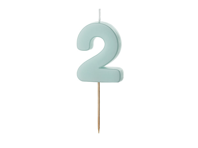 Birthday candle Numeral 2, light blue, size 5.5 cm (SCU10-2-001J)