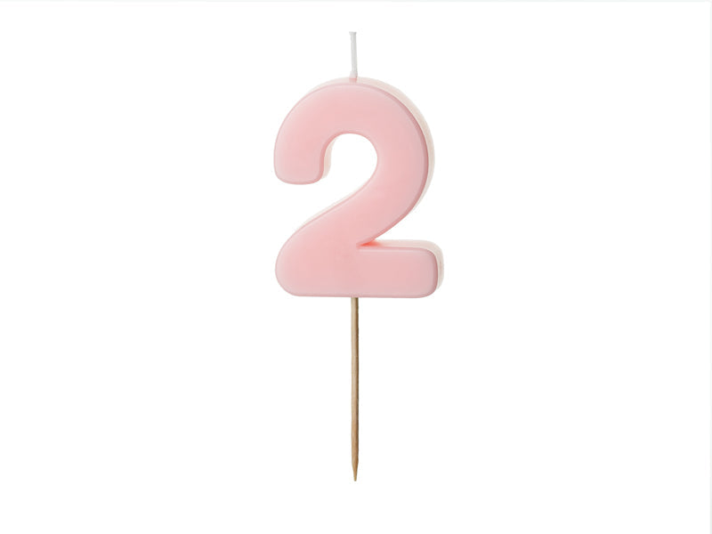 Birthday candle Number 2, light pink, 5.5 cm (SCU10-2-081J)