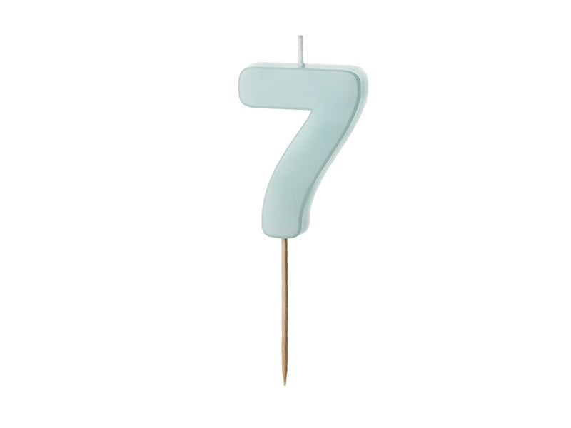 Birthday candle Numeral 7, light blue, size 5.5 cm (SCU10-7-001J)