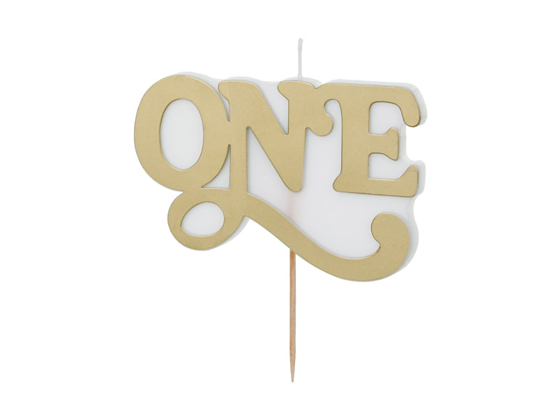 Birthday candle ONE, 3.8x6.5 cm, cold gold (SCU18)